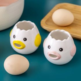 2Pcs Egg Separator Egg Yolk White Separator, Ceramic Creative Cute Cartoon Style Egg Filter Splitter Opeaner Automatic Separation Kitchen Cooking