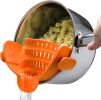 Kitchen Snap N Strain Pot Strainer and Pasta Strainer - Adjustable Silicone Clip On Strainer for Pots, Pans, and Bowls - orange