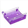 Refrigerator Pull out Bins - Hanging Retractable Fridge Shelf - Purple