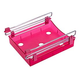 Refrigerator Pull out Bins - Hanging Retractable Fridge Shelf - Red