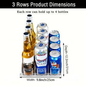 1 Set 3/4/5 Rows Soda Can Dispenser, Refrigerator Bottle Can Organizer, Self-Pushing Soda Can Dispenser Holds Up To 12 Cans, Beverage Storage For