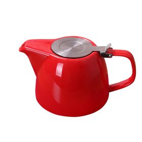 Large Porcelain Teapot Red 900ml (3-4 cups) Stainless Steel Lid and Extra-Fine Infuser Stylish Teapot to Brew Loose Leaf Tea - red