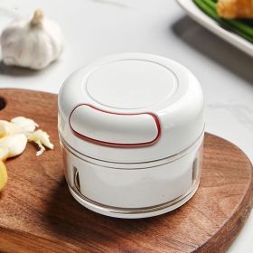 Durable Manual Garlic Mincer, Hand Held Pull Food Chopper - White