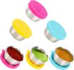 Salad Dressing Containers To Go, 6x1.5 oz Stainless Steel Food Containers with Lids, Small Silicone Dipping Sauce Cups Toddler Snack Containers