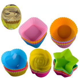 5pcs/Set Silicone Cake Mold Round Shaped Muffin Cupcake Baking Molds Kitchen Cooking Bakeware Maker DIY Cake Decorating Tools - ROSE