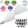 8/10/18PCS Silicone Pastry Bag Tips Kitchen Cake Icing Piping Cream Cake Decorating Tools Reusable Pastry Bags Nozzle Set - pink 1