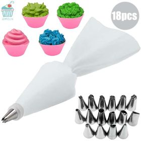 8/10/18PCS Silicone Pastry Bag Tips Kitchen Cake Icing Piping Cream Cake Decorating Tools Reusable Pastry Bags Nozzle Set - pink 2
