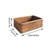 3pcs Hand-Woven Rattan Wicker Basket Fruit Tea Snack Bread Basket Cosmetic Rectangular Storage Box Household Kitchen Room Supply - 1pcs medium -