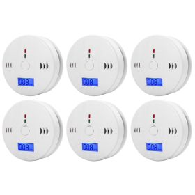 1-6Pcs CO Sensor Carbon Monoxide Detector Sound Independent CO Poisoning Warning Alarm Detectors Meter Kitchen Fireplace Indoor - CN - 6PCS