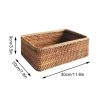 3pcs Hand-Woven Rattan Wicker Basket Fruit Tea Snack Bread Basket Cosmetic Rectangular Storage Box Household Kitchen Room Supply - 1pcs large -