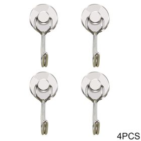 4/8/10pcs Magnetic Hook Powerful Heavy Duty Neodymium Magnet Hook Home Refrigerator Grill Kitchen Key Holder Black Multi-Purpose - 4PCS Silver -