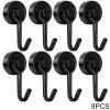 4/8/10pcs Magnetic Hook Powerful Heavy Duty Neodymium Magnet Hook Home Refrigerator Grill Kitchen Key Holder Black Multi-Purpose - 8PCS Black -