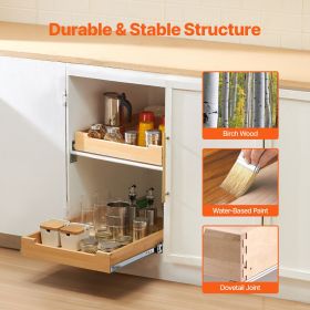 Pull Out Cabinet Organizer, 17"W x 21"D Cabinet Drawer, Soft Close Slide out Shelf, Heavy-Duty Sliding Wood Drawer, Bottom and Side Assembly Base