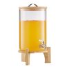 Beverage Dispenser, 2.2 Gallon Drink Dispensers for Parties, Glass Juice Dispenser with Wood Stand, Stainless Steel Spigot, Iced Tea Lemonade Juice