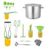Canning Supplies Starter Kit, 11 Pieces Stainless Steel Water Bath Canning Kit for Beginners, Canning Tools Set: Pot, Rack, Lid, Ladle, Funnel,