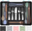 Extra Large Expandable Silverware Organizer, BPA-Free Food-Safe Cutlery Flatware Organizer, Kitchen Utensil Drawer Organizer, Adjustable Silverware