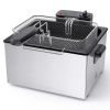 Stainless steel deep fryer with an observation window cover, 1500W power, 4 adjustable temperature settings - 5L