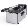 Stainless steel deep fryer with an observation window cover, 1500W power, 4 adjustable temperature settings - 3L