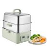Electric Food Steamer 13.7 QT 2-Tier Stainless Steel for 3-6 Servings, 1500W Vegetable & Meal Steamer for Cooking with 9 Pre-Programmed Settings,