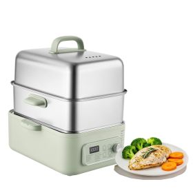 Electric Food Steamer 13.7 QT 2-Tier Stainless Steel for 3-6 Servings, 1500W Vegetable & Meal Steamer for Cooking with 9 Pre-Programmed Settings,