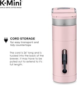 Single Serve K-Cup Pod Coffee Maker, 6 to 12oz Brew size, with Cord Storage,Dusty Rose - Portable