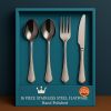 16-Piece Luxury Premium Silverware Dinnerware Tableware Set for Home - Stainless Steel Flatware Service for 4 with Forks, Knives, Spoons, and