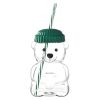 1 PCS 20 OZ Green Little Bear Glass Straw Cup High Borosilicate Heat-resistant Glass Cup For Juice, Milk and Cold drinks - Green