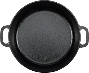 Cast Iron Dutch Oven Pot with Lid and Dual Handles, Oven Safe, Heavy-Duty, 7-Quart, Round, Black - 1 Pack