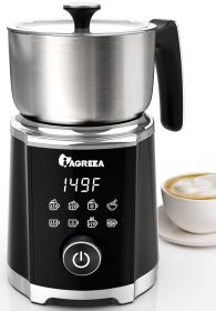 IAGREEA 8-in-1 Large Electric Milk Frother and Steamer, Detachable Frother Maker Machine, Auto Hot & Cold Foam, Easy Knob Control for Latte or Hot