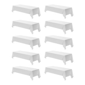 White Tablecloths for Rectangle Tables, 10 Pack, 60 x 102 Inches, Reusable and Machine Washable Table Clothes, Wrinkle-Resistant Polyester Fabric