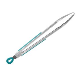12-Inch Silicone and Stainless Steel Locking Tongs, Deep Teal - 1 Pack