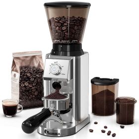 Coffee Grinder with Anti Static, Burr Coffee Bean Grinder for Home Use with 48 Precise Grind Settings, Detachable Funnel Stand for