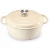6 Quart Enamel Cast Iron Dutch Oven with Moisture-Sealing Lid for Bread Baking Braising And Slow Cooking, Dual Handles, Oven Safe - beige