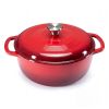 6 Quart Enamel Cast Iron Dutch Oven with Moisture-Sealing Lid for Bread Baking Braising And Slow Cooking, Dual Handles, Oven Safe - red