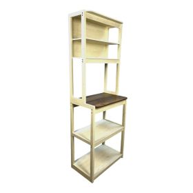 5-Tier Bakers Rack, Kitchen Storage Shelf and Microwave Stand with Coffee Bar, Particle Board Organizer for Pantry, 23.62 Inch, Brown and White - 1
