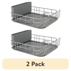 (2 pack)Low Profile Metal Stacking Dish Drying Rack, Charcoal Gray - 1 Pack
