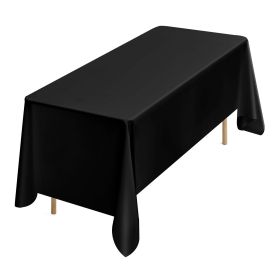Black Tablecloths for Rectangle Tables, 6 Pack, 70 x 120 Inches, Reusable and Machine Washable Table Clothes, Wrinkle-Resistant Polyester Fabric