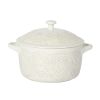 1QT Cocotte Casserole Baking Dish with Lid, Stoneware, Vintage Lace, Linen - 1 Pack