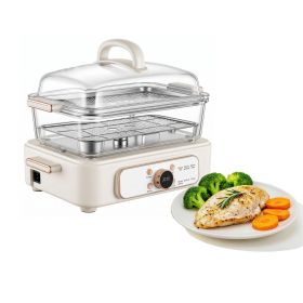 Electric Food Steamer 6.3 QT Glass with 2-Tier Stainless Steel Trays, 1200W Vegetable Steamer for Cooking, 1-3 Servings, Pre-Programmed Settings,