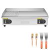 Commercial Electric Griddle, 28.54 x 15.75 in, 2800W, 122-570°F Adjustable Temp Control, Stainless Steel, Half Grooved Half Flat, with 2 Spatulas,