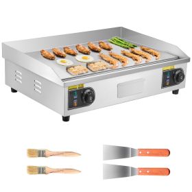 Commercial Electric Griddle, 28.54 x 15.75 in, 2800W, 122-570°F Adjustable Temp Control, Stainless Steel Countertop Flat Top Grill with 2 Spatulas,