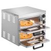 Commercial Pizza Oven Countertop, 16-Inch Double Deck Layers, Stainless Steel Electric Pizza Oven with Stone and Handle, Multipurpose Indoor Pizza