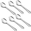 Hammered Teaspoons Set of 6, Stainless Steel Modern Silverware Flatware Dessert Spoons for Home, Kitchen, Restaurant, Round Edge & Mirror Polished,