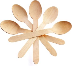 Disposable Wooden Cutlery Spoons, Compostable and Earth Friendly, 6.25 Inch Length - Pack of 100 Spoons - Natural