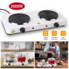 Cooking electric heating plate, 2-burner electric stove, 2000 watt portable electric stove, glass stove, easy to clean, suitable for