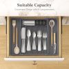 Silverware Drawer Organizer, Expandable Utensil Tray for Kitchen, BPA Free Flatware and Cutlery Holder, Adjustable Plastic Storage for Spoons Forks