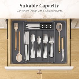 Silverware Drawer Organizer, Expandable Utensil Tray for Kitchen, BPA Free Flatware and Cutlery Holder, Adjustable Plastic Storage for Spoons Forks