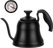 Tea Kettle with Thermometer Stovetop Gooseneck Kettle 28oz 0.8L Pour Over Coffee Pot, Matte Black Camping Home Kitchen Water Boiler, 1Pack - Matte