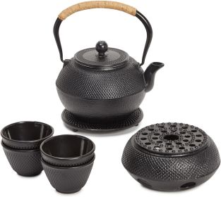 Tea Kettle Stovetop Japanese Cast Iron Tetsubin - 40 oz, Black - Black
