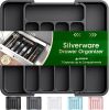 Silverware Organizer - Expandable Kitchen Drawer Organizer, Adjustable Utensil Organizer, Cutlery Tray for Forks, Knives, Multipurpose Kitchen